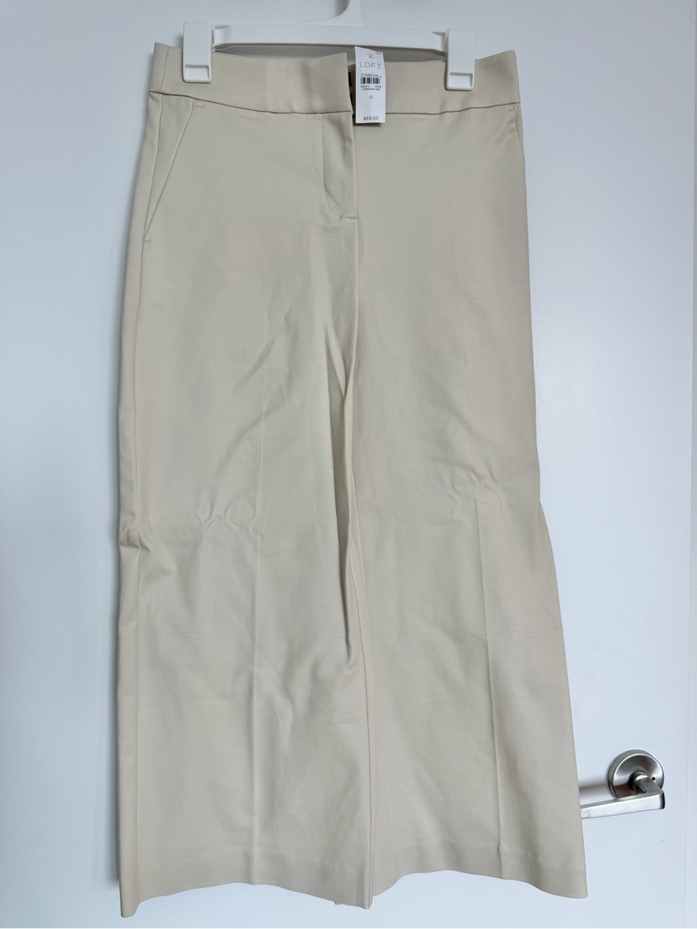 LOFT Cream Wide-Leg Crop Trousers
